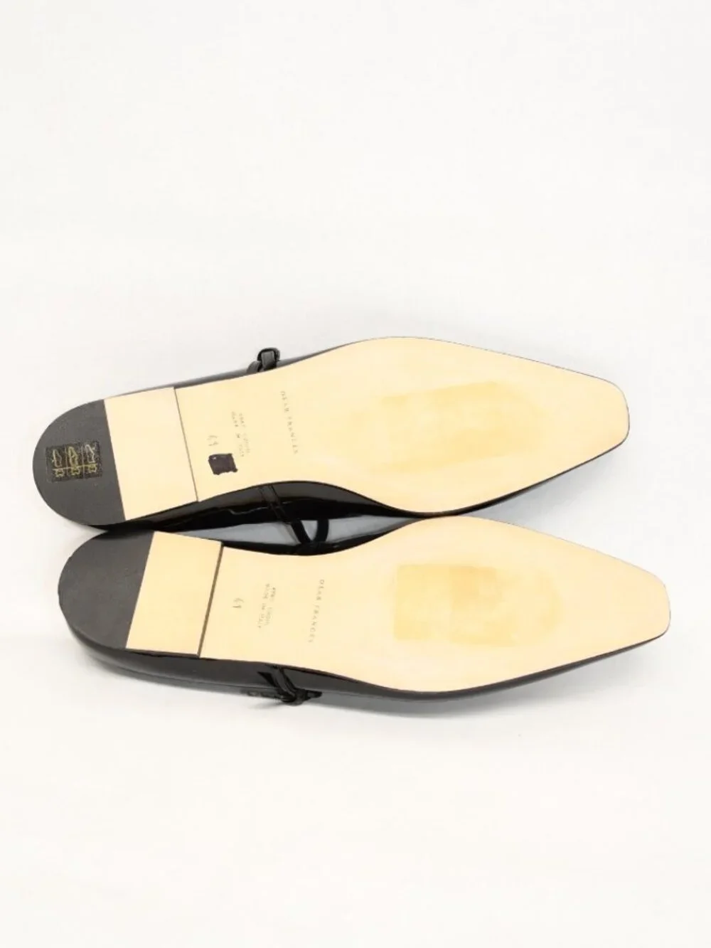 $550 DEAR FRANCES Mary Jane FLAT PATENT LEATHER BLACK POINTY SQUARE 41 (PD2)